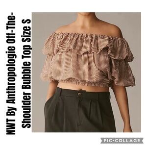 By Anthropologie New Off-The-Shoulder Bubble Top Size S
